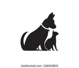 Cat and Dog vector silhouettes logo template