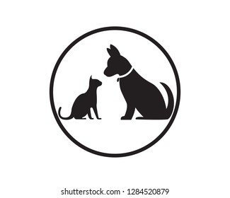 Cat Dog Vector Silhouettes Logo Template Stock Vector (Royalty Free ...