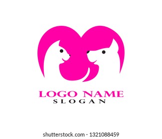 Cat and Dog vector silhouettes logo template