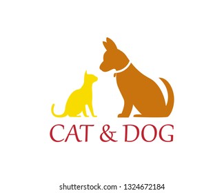 Cat Dog Vector Silhouettes Logo Template Stock Vector (Royalty Free ...