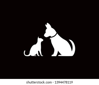 Cat and Dog vector silhouettes logo template