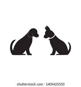 Cat and Dog vector silhouettes logo template