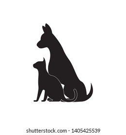 Cat and Dog vector silhouettes logo template