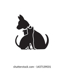 Cat and Dog vector silhouettes logo template