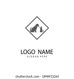 Cat and Dog vector silhouettes logo template
