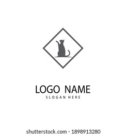 Cat and Dog vector silhouettes logo template