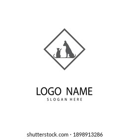 Cat and Dog vector silhouettes logo template