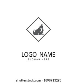 Cat and Dog vector silhouettes logo template