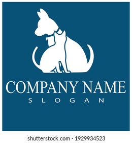 Cat and Dog vector silhouettes logo template