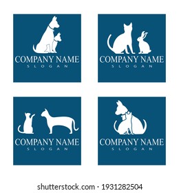 Cat and Dog vector silhouettes logo template