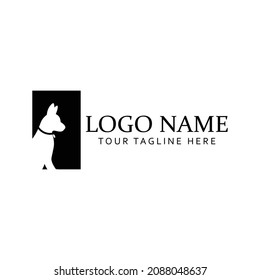Cat and Dog vector silhouettes logo template