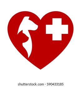 Cat and Dog. Vet. Red Heart