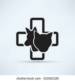 Cat and dog veterinarian clinic symbol