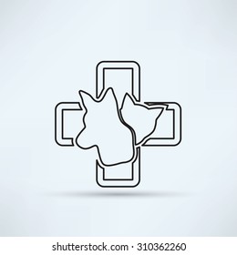 Cat and dog veterinarian clinic symbol
