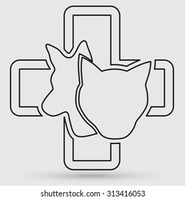 Cat and dog veterinarian clinic symbol