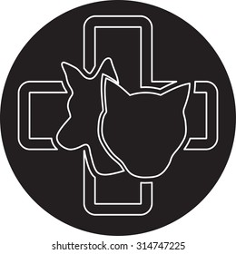 Cat and dog veterinarian clinic symbol
