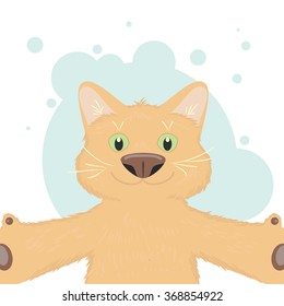 Cat doing selfie. Vector illustration.