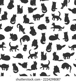 Cat domestic animal vector seamless pattern.