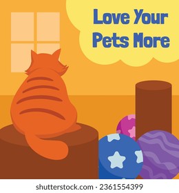 Cat Domestic Pets Social Media Post. Kitten Pet shop banner for social media instagram post template