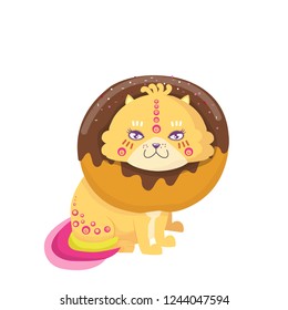 cat donut vector