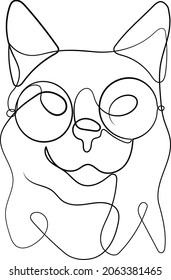 Doodle de gato con estilo abstracto dibujado a mano. Dibujo continuo de una línea de silueta de gato aislado sobre fondo blanco. Gato para la identidad del logo de la compañía. Ilustración vectorial para revista, fondo, tatuaje