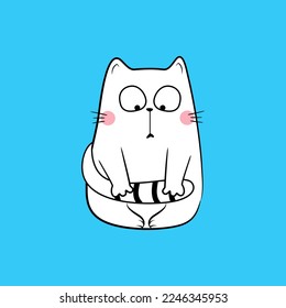 Cat doodle cute. Funny cartoon character. Vector stock illustration.