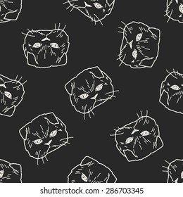 cat doodle drawing seamless pattern background