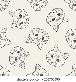 cat doodle drawing seamless pattern background