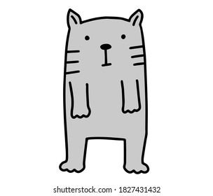 Cat doodle. Hand drawn lines cartoon character vector illustration isolated on white background.