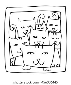 cat doodle on white background