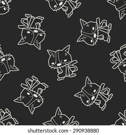 cat doodle seamless pattern background