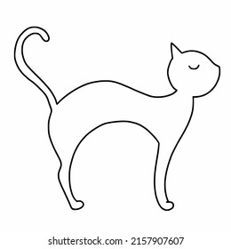 Cat in doodle style. Hand drawn illustration. Coloring book.