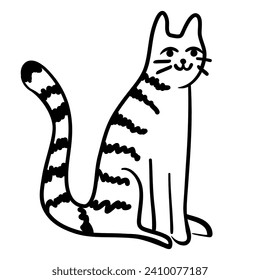 cat en doodle style.template para el diseño de icono de impresión de publicidad de afiches.