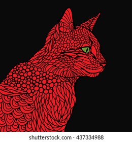 cat doodle vector illustration