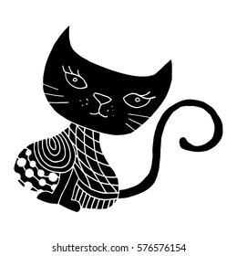 Cat doodle zentangle illustration