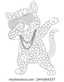 Cat Dot Coloring page  for  kids. Dot coloring page for children .