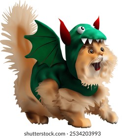 Cat in Dragon Costume 3D Vector