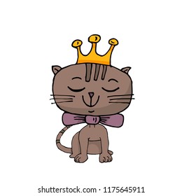 cat, drawing by hand, printing on a T-shirt, vector illustration
