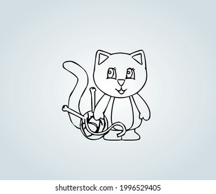 Cat drawing for children's illustrations posing