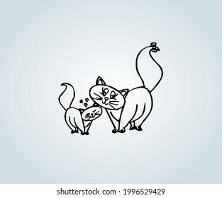 Cat drawing for children's illustrations posing
