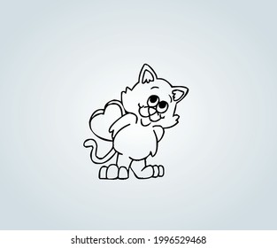 Cat drawing for children's illustrations posing