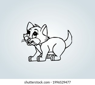 Cat drawing for children's illustrations posing