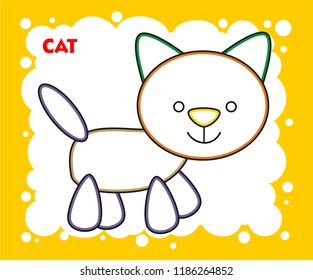 CAT DRAWING COLORING PAGE VECTOR ILLUSTRATION
