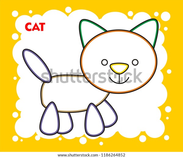 cat drawing coloring page vector illustration stock vector