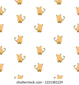 Cat drawing with ink on white background, summer seamless pattern background