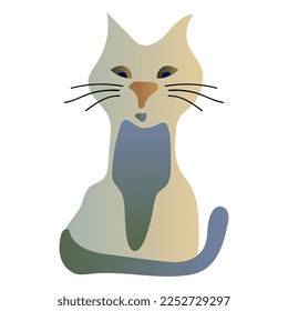 Cat. Drawn cartoon cat. Sitting hand drawn cat. Vector illustration