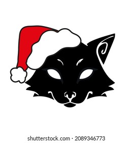 cat drawn in flat style and with linearts with a mysterious look for halloween arts black