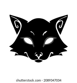 cat drawn in flat style and with linearts with a mysterious look for halloween arts
