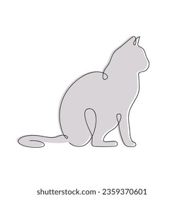 Cat drawn in one continuous line in color. One line drawing, minimalism. Vector illustration.
