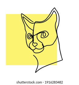 El gato está dibujado con una línea sobre un fondo amarillo.
